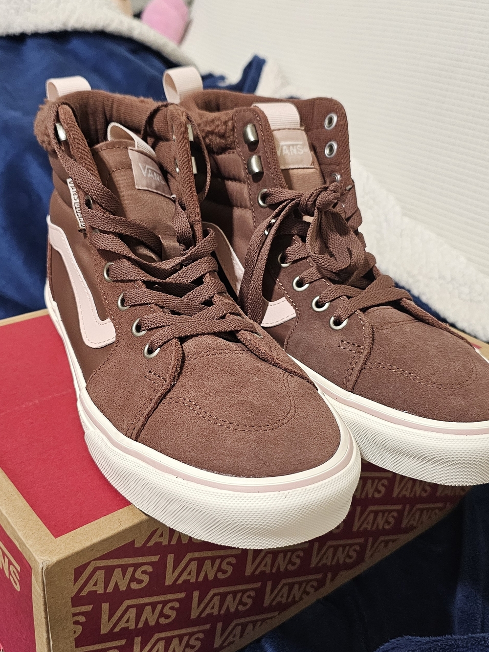 Vans High Top Sneakers in Dark Purple/maroon Ish. with Pink Accent